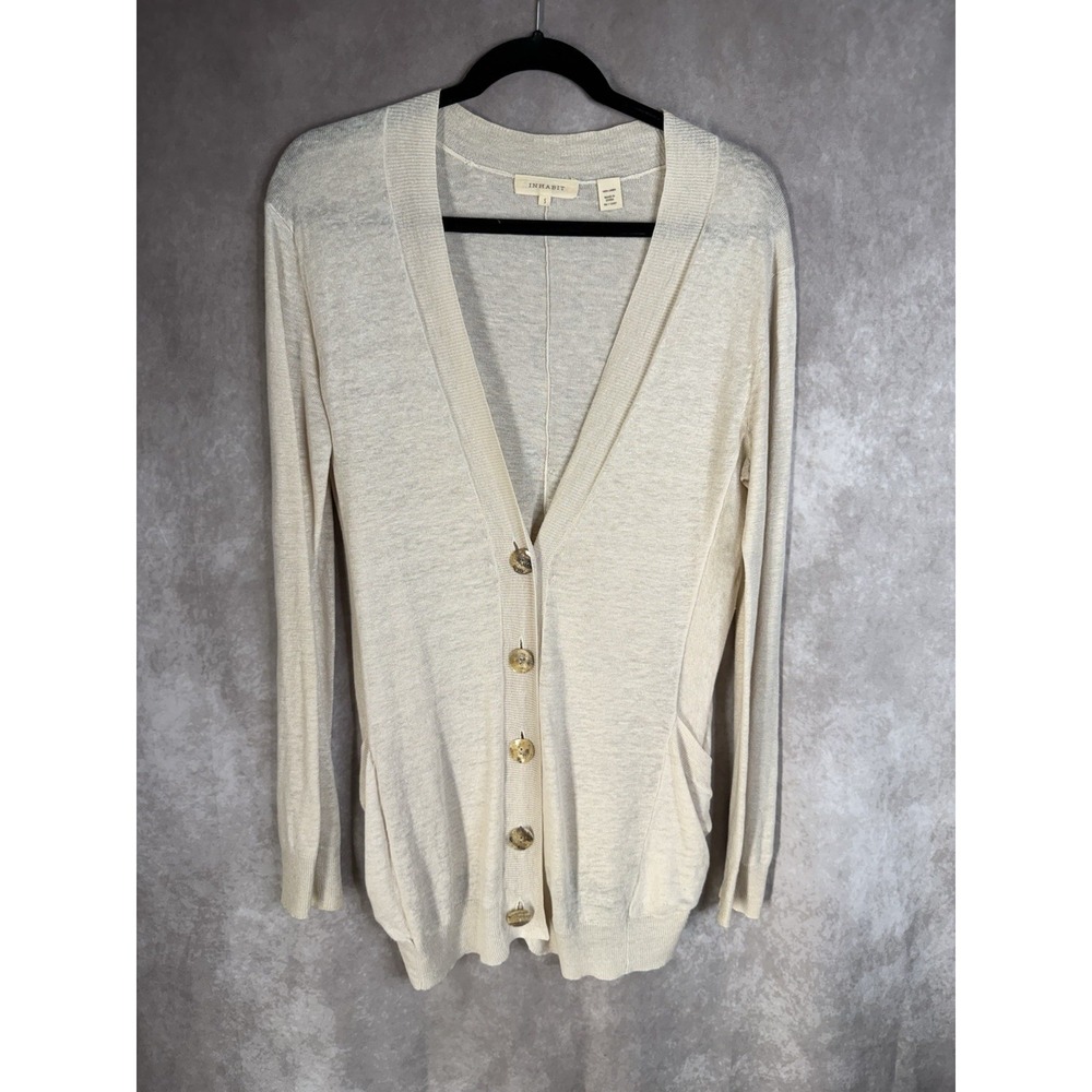 Inhabit Lightweight Knit Cardigan Sweater In Beige Women's Size S